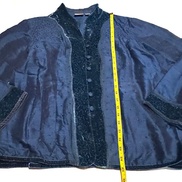 Chico's Blue 100% Silk Jacket Blazer Women's Size 3 XL - Picture 7 of 7